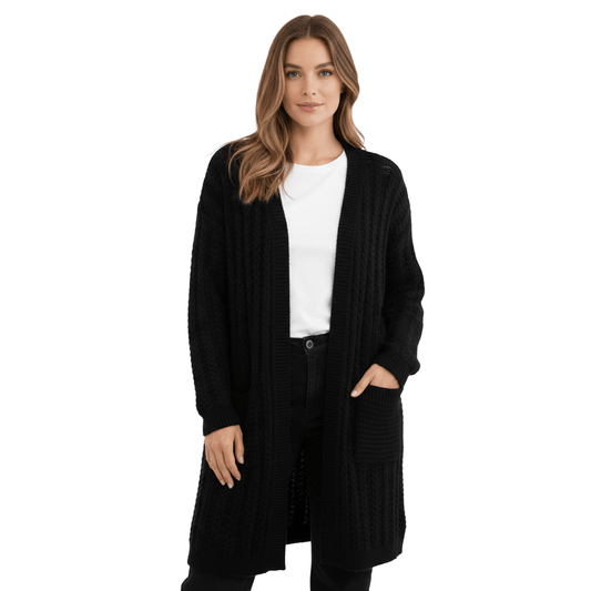 LUXE DIVA Ladies Chunky Wavy Knit - LUXE DIVALUXE DIVA Ladies Chunky Wavy KnitLUXE DIVALUXE DIVALSChainKnitCardiBlk1SLUXE DIVA Ladies Chunky Wavy KnitOne sizeBlack