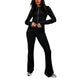 LUXE DIVA Ladies heavy Ribbed zipper two piece long sleeve top and flared trouser - LUXE DIVALUXE DIVA Ladies heavy Ribbed zipper two piece long sleeve top and flared trouserRibbed zipperLUXE DIVALUXE DIVALSRibZipTrouSetBlkXSLUXE DIVA Ladies heavy Ribbed zipper two piece long sleeve top and flared trouserXSPlain Black