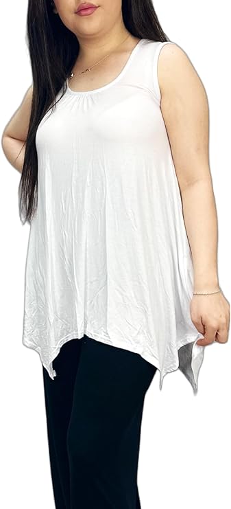 LUXE DIVA Ladies Summer Tops Womens Tops Vest Tops Women UK Womens Tunic Tops Ladies Tops Sleeveless Blouse Plus Size Swing Flared Tops Ladies Long Tops Size 8 - 26 - LUXE DIVALUXE DIVA Ladies Summer Tops Womens Tops Vest Tops Women UK Womens Tunic Tops Ladies Tops Sleeveless Blouse Plus Size Swing Flared Tops Ladies Long Tops Size 8 - 26BlouseLUXE DIVALUXE DIVASLHankyHemWhiteSMLUXE DIVA Ladies Summer Tops Womens Tops Vest Tops Women UK Womens Tunic Tops Ladies Tops Sleeveless Blouse Plus Size S