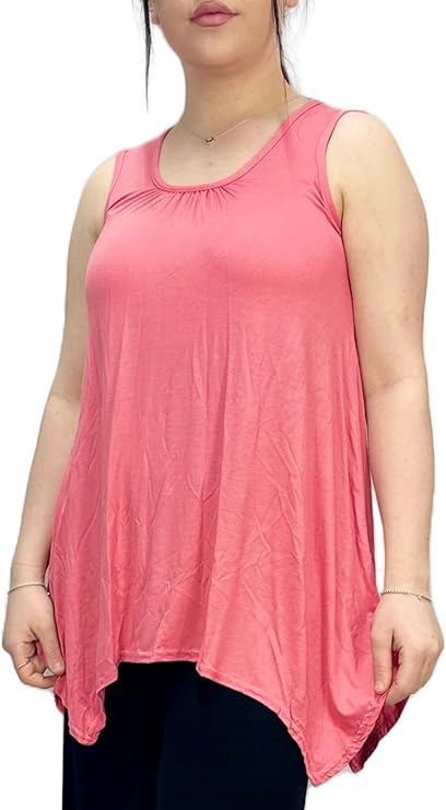 LUXE DIVA Ladies Summer Tops Womens Tops Vest Tops Women UK Womens Tunic Tops Ladies Tops Sleeveless Blouse Plus Size Swing Flared Tops Ladies Long Tops Size 8 - 26 - LUXE DIVALUXE DIVA Ladies Summer Tops Womens Tops Vest Tops Women UK Womens Tunic Tops Ladies Tops Sleeveless Blouse Plus Size Swing Flared Tops Ladies Long Tops Size 8 - 26BlouseLUXE DIVALUXE DIVASLHankyHemCoralSMLUXE DIVA Ladies Summer Tops Womens Tops Vest Tops Women UK Womens Tunic Tops Ladies Tops Sleeveless Blouse Plus Size S