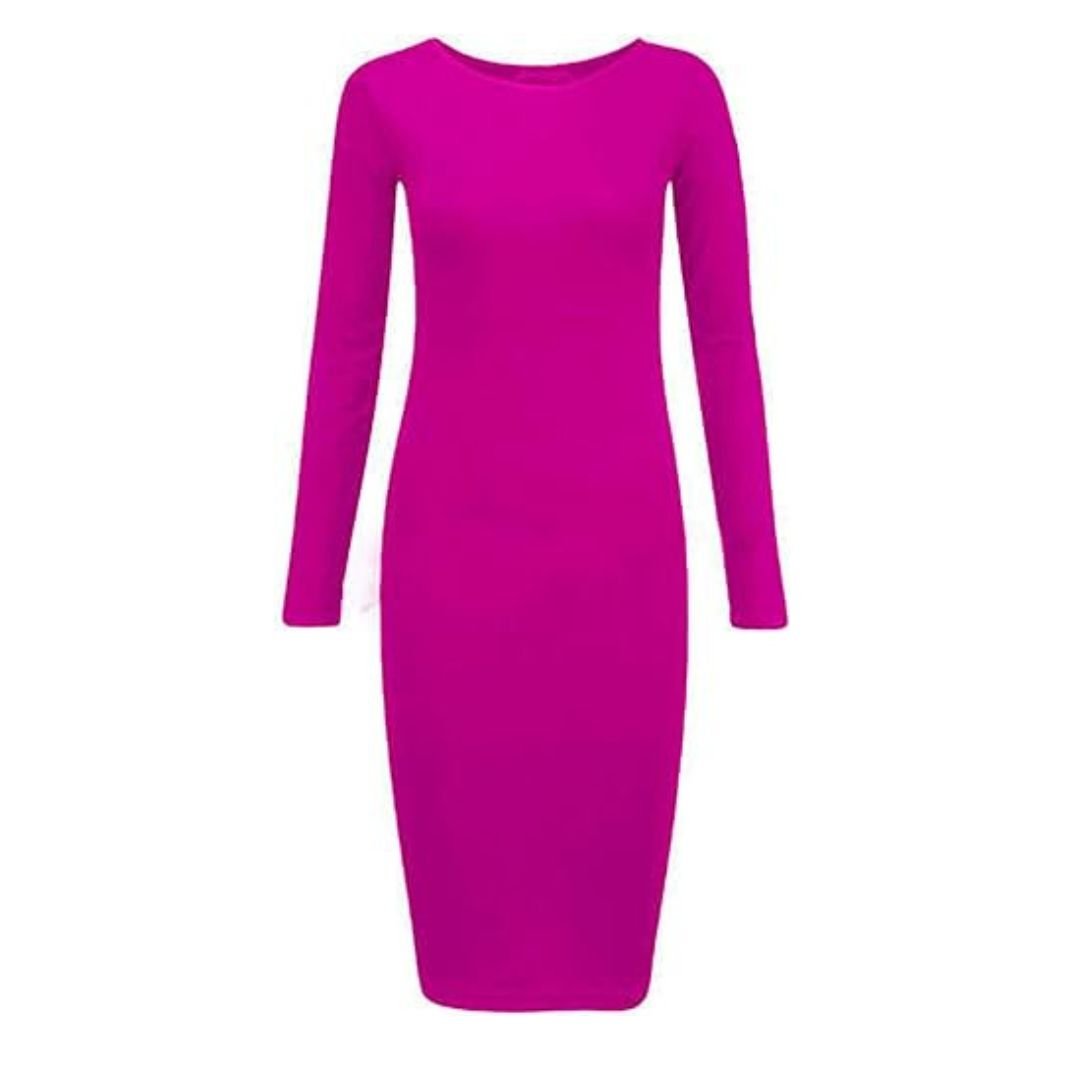 LUXE DIVA Ladies Womens Long Sleeve Stretch Jersey Bodycon Printed MIDI Dress Plus Size - LUXE DIVALUXE DIVA Ladies Womens Long Sleeve Stretch Jersey Bodycon Printed MIDI Dress Plus SizeBodyconLUXE DIVALUXE DIVALSRNMidiDresFuchsiaSMLUXE DIVA Ladies Womens Long Sleeve Stretch Jersey Bodycon Printed MIDI Dress Plus SizeSMfuchsia