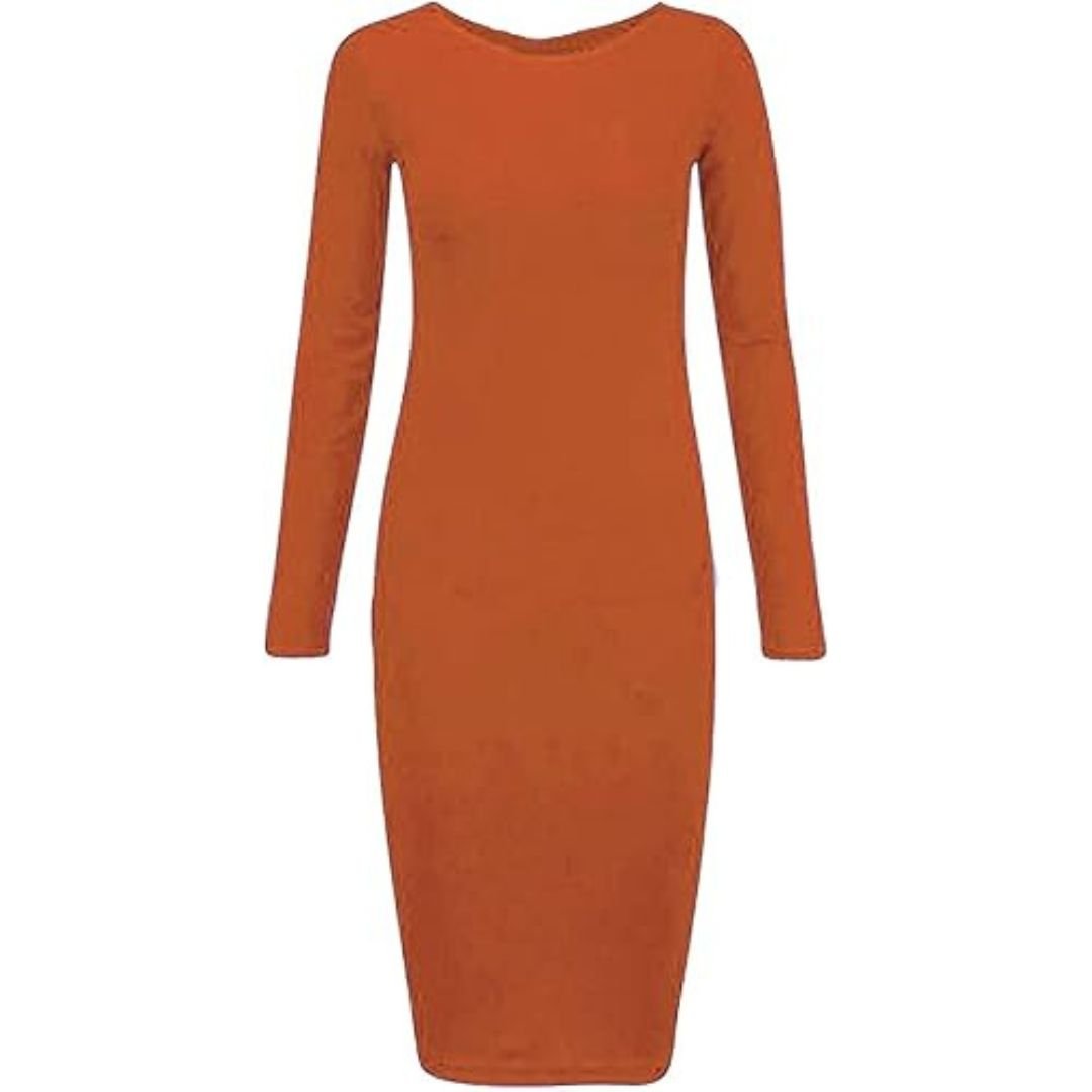 LUXE DIVA Ladies Womens Long Sleeve Stretch Jersey Bodycon Printed MIDI Dress Plus Size - LUXE DIVALUXE DIVA Ladies Womens Long Sleeve Stretch Jersey Bodycon Printed MIDI Dress Plus SizeBodyconLUXE DIVALUXE DIVALSRNMidiDresRustSMLUXE DIVA Ladies Womens Long Sleeve Stretch Jersey Bodycon Printed MIDI Dress Plus SizeSMRust
