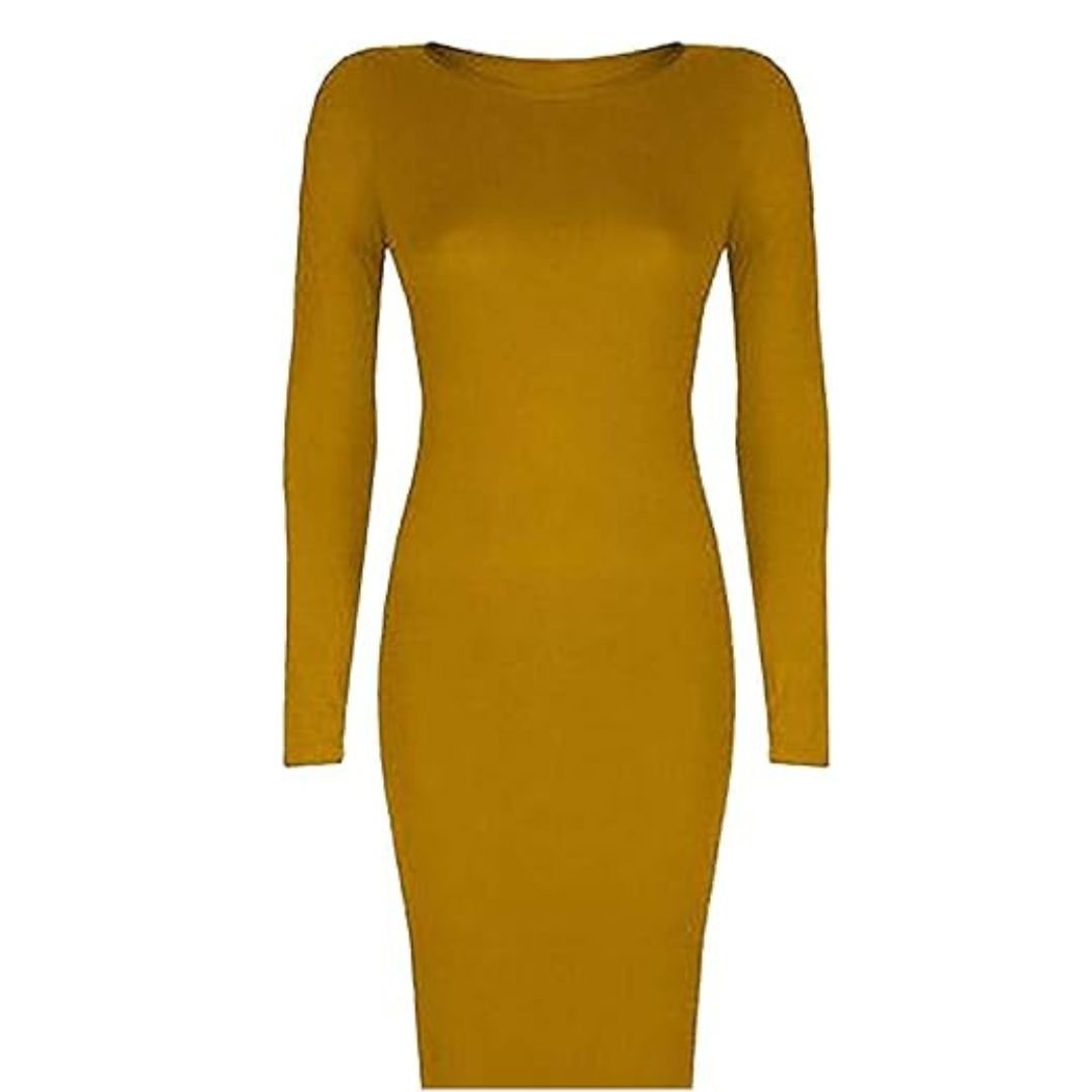 LUXE DIVA Ladies Womens Long Sleeve Stretch Jersey Bodycon Printed MIDI Dress Plus Size - LUXE DIVALUXE DIVA Ladies Womens Long Sleeve Stretch Jersey Bodycon Printed MIDI Dress Plus SizeBodyconLUXE DIVALUXE DIVALSRNMidiDresMustardSMLUXE DIVA Ladies Womens Long Sleeve Stretch Jersey Bodycon Printed MIDI Dress Plus SizeSMmustard