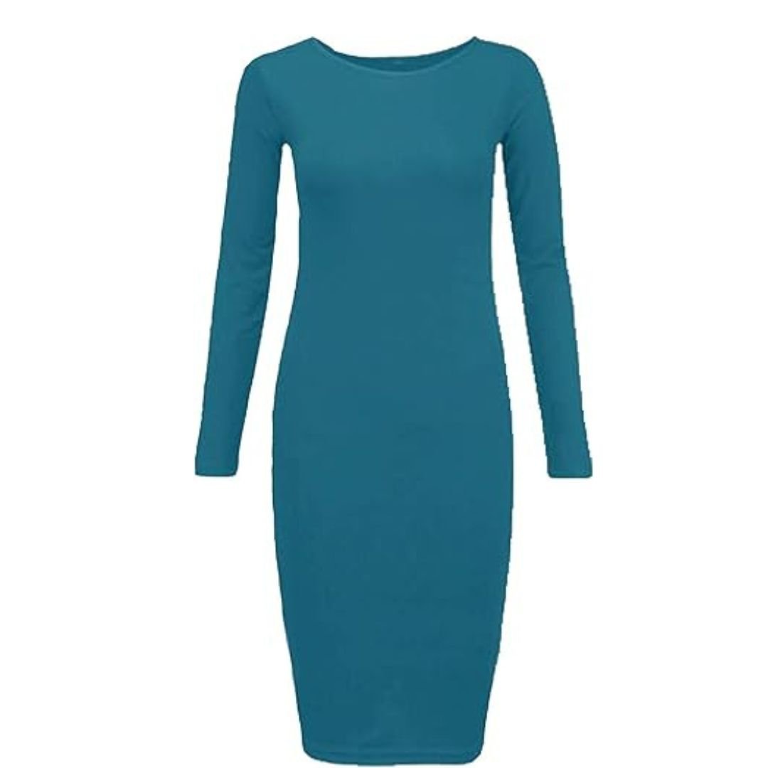 LUXE DIVA Ladies Womens Long Sleeve Stretch Jersey Bodycon Printed MIDI Dress Plus Size - LUXE DIVALUXE DIVA Ladies Womens Long Sleeve Stretch Jersey Bodycon Printed MIDI Dress Plus SizeBodyconLUXE DIVALUXE DIVALSRNMidiDresTealSMLUXE DIVA Ladies Womens Long Sleeve Stretch Jersey Bodycon Printed MIDI Dress Plus SizeSMteal