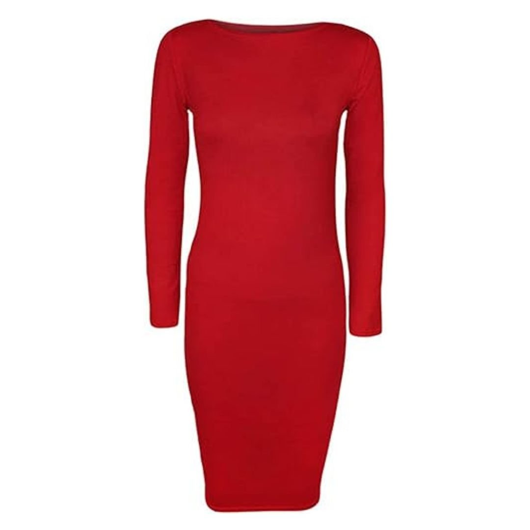 LUXE DIVA Ladies Womens Long Sleeve Stretch Jersey Bodycon Printed MIDI Dress Plus Size - LUXE DIVALUXE DIVA Ladies Womens Long Sleeve Stretch Jersey Bodycon Printed MIDI Dress Plus SizeBodyconLUXE DIVALUXE DIVALSRNMidiDresRedSMLUXE DIVA Ladies Womens Long Sleeve Stretch Jersey Bodycon Printed MIDI Dress Plus SizeSMRed