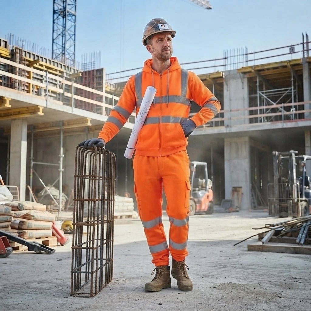 LUXE DIVA Men's Hi Vis Trousers & Plain Hoodie High Visibility Reflective Workwear Set - LUXE DIVALUXE DIVA Men's Hi Vis Trousers & Plain Hoodie High Visibility Reflective Workwear SetLUXE DIVALUXE DIVAHiVis2pcZippHoodiTroSetOrangeSLUXE DIVA Men's Hi Vis Trousers & Plain Hoodie High Visibility Reflective Workwear SetSZipper Orange - Set