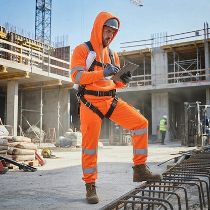 LUXE DIVA Men's Hi Vis Trousers & Plain Hoodie High Visibility Reflective Workwear Set - LUXE DIVALUXE DIVA Men's Hi Vis Trousers & Plain Hoodie High Visibility Reflective Workwear SetLUXE DIVALUXE DIVAHiVis2pcPullHoodiTroSetOrangeSLUXE DIVA Men's Hi Vis Trousers & Plain Hoodie High Visibility Reflective Workwear SetSPullover Orange - Set