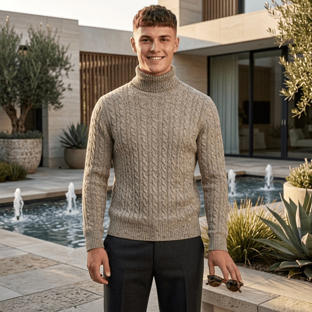 LUXE DIVA Men’s Textured Knit Roll Neck Jumper Casual Long Sleeve Sweater - LUXE DIVALUXE DIVA Men’s Textured Knit Roll Neck Jumper Casual Long Sleeve SweaterSweatshirtLUXE DIVALUXE DIVALDMenLSPNCablJumpCharSLUXE DIVA Men’s Textured Knit Roll Neck Jumper Casual Long Sleeve SweaterScharcoal