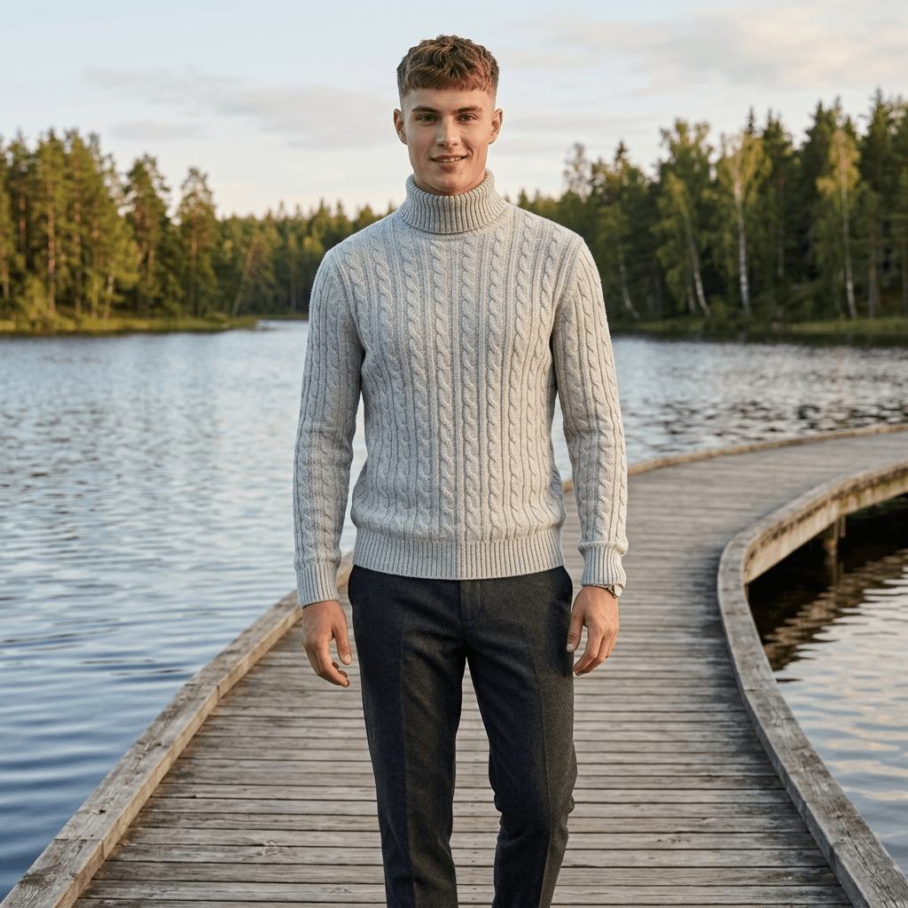 LUXE DIVA Men’s Textured Knit Roll Neck Jumper Casual Long Sleeve Sweater - LUXE DIVALUXE DIVA Men’s Textured Knit Roll Neck Jumper Casual Long Sleeve SweaterSweatshirtLUXE DIVALUXE DIVALDMenLSPNCablJumpCharSLUXE DIVA Men’s Textured Knit Roll Neck Jumper Casual Long Sleeve SweaterScharcoal