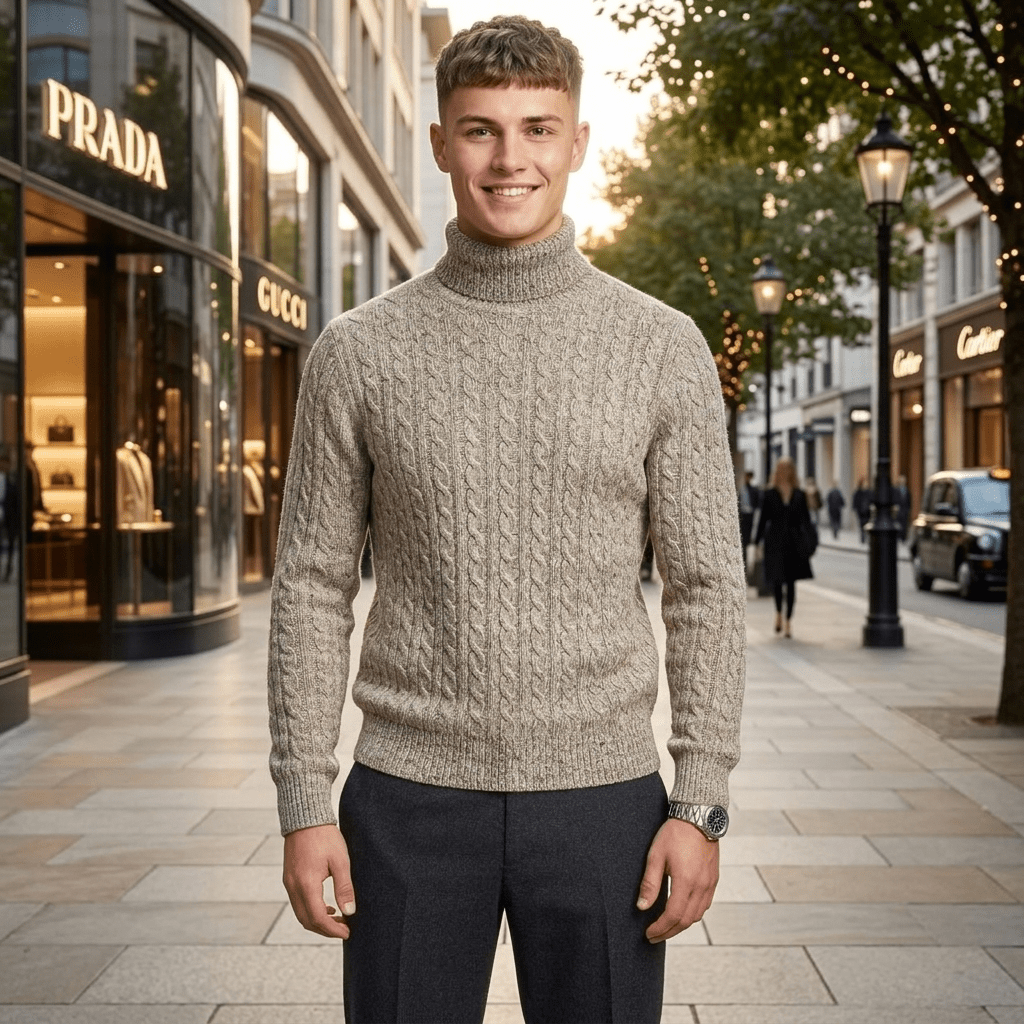 LUXE DIVA Men’s Textured Knit Roll Neck Jumper Casual Long Sleeve Sweater - LUXE DIVALUXE DIVA Men’s Textured Knit Roll Neck Jumper Casual Long Sleeve SweaterSweatshirtLUXE DIVALUXE DIVALDMenLSPNCablJumpCharSLUXE DIVA Men’s Textured Knit Roll Neck Jumper Casual Long Sleeve SweaterScharcoal