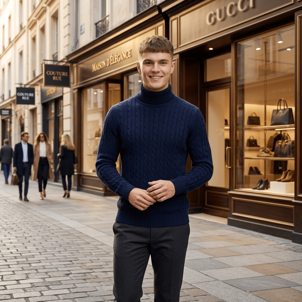 LUXE DIVA Men’s Textured Knit Roll Neck Jumper Casual Long Sleeve Sweater - LUXE DIVALUXE DIVA Men’s Textured Knit Roll Neck Jumper Casual Long Sleeve SweaterSweatshirtLUXE DIVALUXE DIVALDMenLSPNCablJumpCharSLUXE DIVA Men’s Textured Knit Roll Neck Jumper Casual Long Sleeve SweaterScharcoal