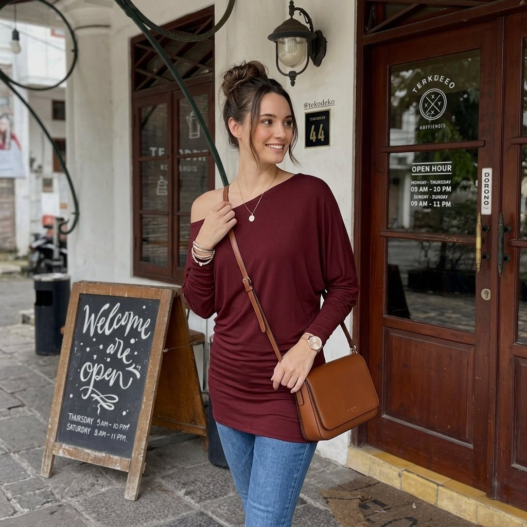 LUXE DIVA Off Shoulder Batwing Top - LUXE DIVALUXE DIVA Off Shoulder Batwing TopLUXE DIVA Off Shoulder Batwing TopLUXE DIVALUXE DIVALSBatWingTopWineSMLUXE DIVA Off Shoulder Batwing Top8-10Wine