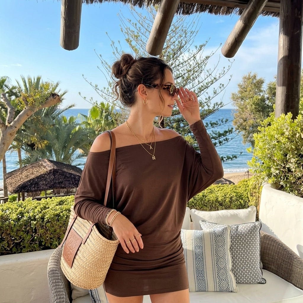 LUXE DIVA Off Shoulder Batwing Top - LUXE DIVALUXE DIVA Off Shoulder Batwing TopLUXE DIVA Off Shoulder Batwing TopLUXE DIVALUXE DIVALSBatWingTopMochaSMLUXE DIVA Off Shoulder Batwing Top8-10Mocha