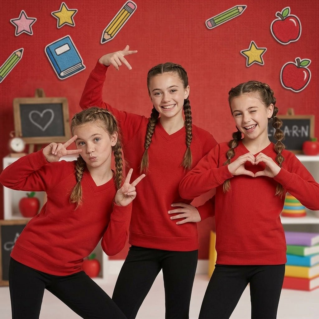 LUXE DIVA PACK OF 3 Jumper Pullover V Neck School Uniform - LUXE DIVALUXE DIVA PACK OF 3 Jumper Pullover V Neck School UniformPullover V NeckLUXE DIVALUXE DIVAPX3GirlLSVNSwtShrtRed3-4LUXE DIVA PACK OF 3 Jumper Pullover V Neck School Uniform3-4Pack of Red