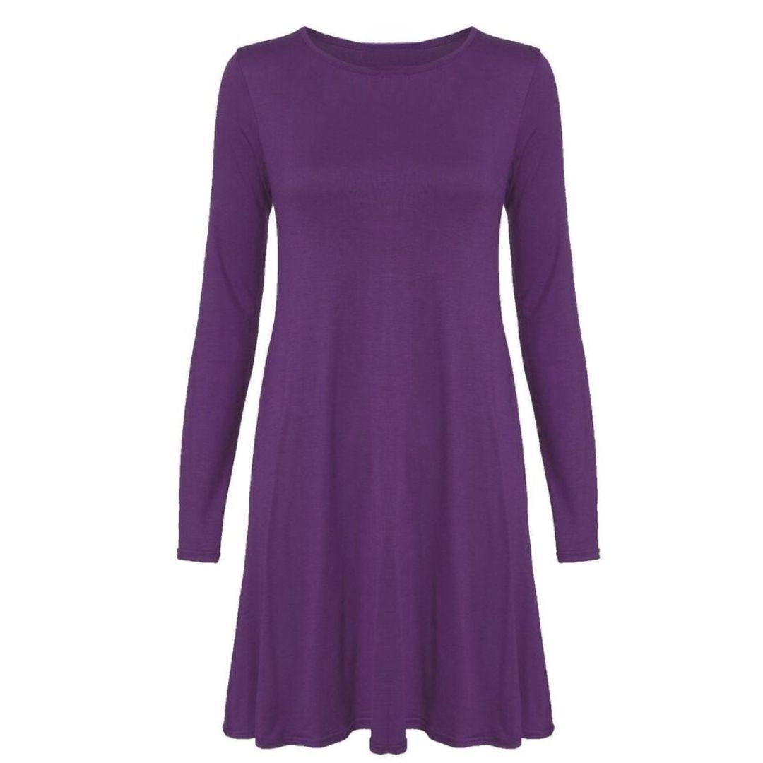 LUXE DIVA WOMEN LADIES LONG SLEEVE SWING DRESS FLARED A LINE SKATER DRESS TOP SIZE 8 - 26 - LUXE DIVALUXE DIVA WOMEN LADIES LONG SLEEVE SWING DRESS FLARED A LINE SKATER DRESS TOP SIZE 8 - 26Swing DressLUXE DIVALUXE DIVALSSwinDressPurpleSMLUXE DIVA WOMEN LADIES LONG SLEEVE SWING DRESS FLARED A LINE SKATER DRESS TOP SIZE 8 - 268 - 10Purple