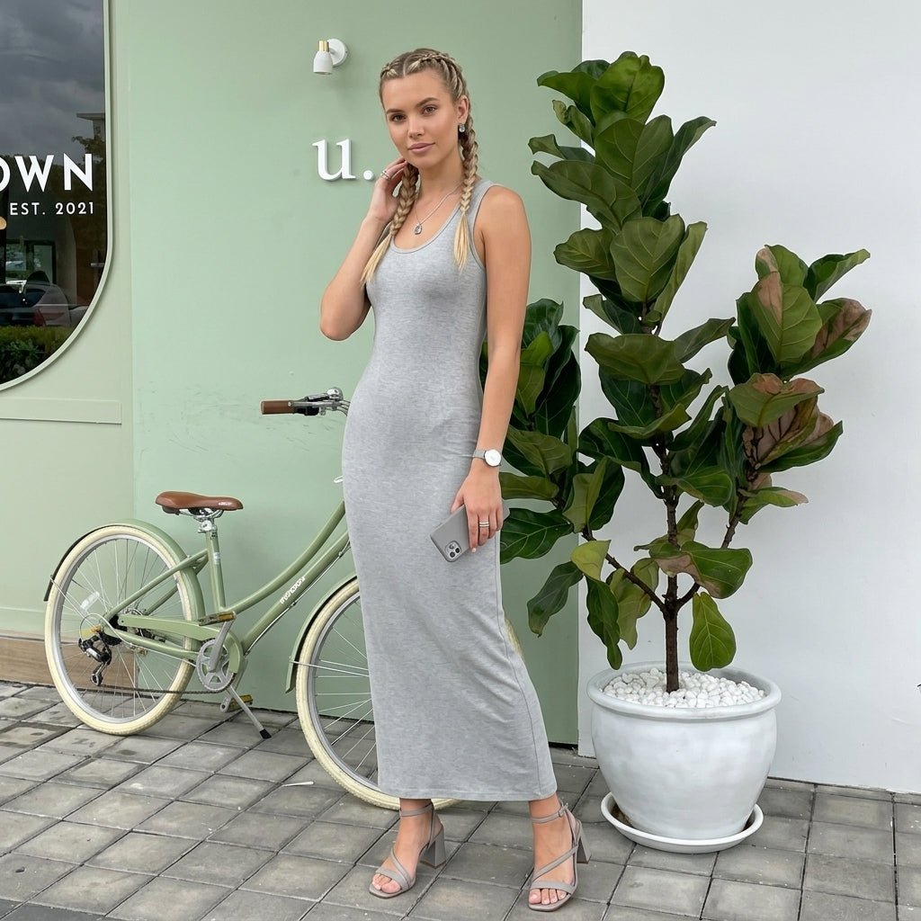 Luxe Diva Women Racerback Maxi Dress - LUXE DIVALuxe Diva Women Racerback Maxi DressWomen Racerback Maxi DressLUXE DIVALUXE DIVASLRBMaxiDresGreySMLuxe Diva Women Racerback Maxi DressSMGrey