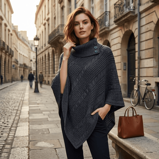 LUXE DIVA Women's 3-Button Cable Knit Poncho Wrap Shawl One Size Fits S-XL - LUXE DIVALUXE DIVA Women's 3-Button Cable Knit Poncho Wrap Shawl One Size Fits S-XLLUXE DIVALUXE DIVALD3ButPonchoChar1SLUXE DIVA Women's 3-Button Cable Knit Poncho Wrap Shawl One Size Fits S-XLOne Size S-XLcharcoal
