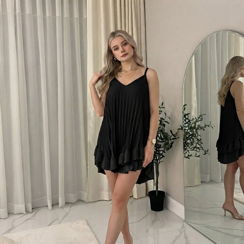 LUXE DIVA Womens Cami Pleated Frill Hem Top Matching Frill - LUXE DIVALUXE DIVA Womens Cami Pleated Frill Hem Top Matching FrillGirls Vest Fancy DressLUXE DIVALUXE DIVACrincleCamiVestBlkSMLUXE DIVA Womens Cami Pleated Frill Hem Top Matching Frill8-10Black