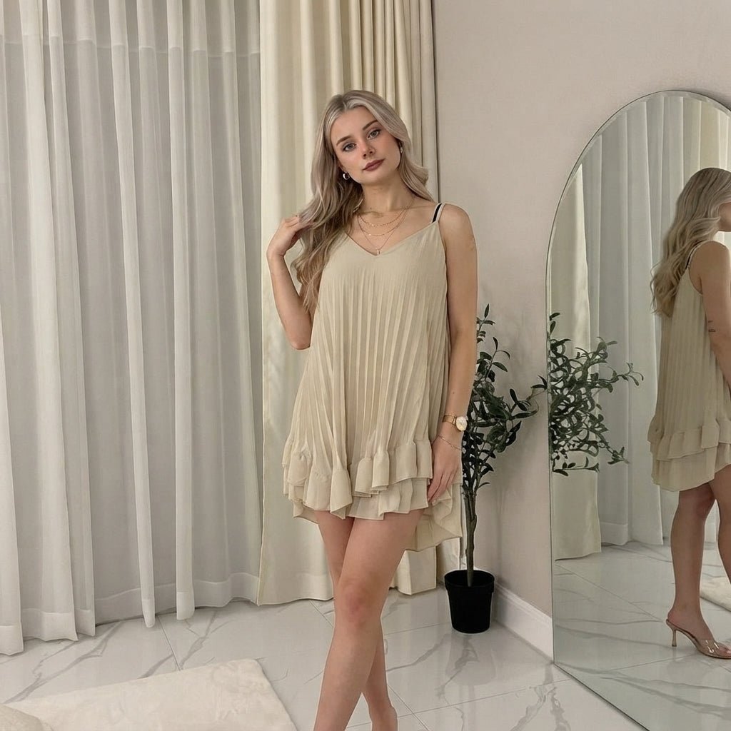 LUXE DIVA Womens Cami Pleated Frill Hem Top Matching Frill - LUXE DIVALUXE DIVA Womens Cami Pleated Frill Hem Top Matching FrillGirls Vest Fancy DressLUXE DIVALUXE DIVACrincleCamiVestBeigeSMLUXE DIVA Womens Cami Pleated Frill Hem Top Matching Frill8-10Beige
