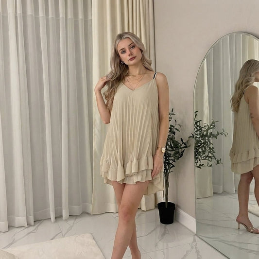 LUXE DIVA Womens Cami Pleated Frill Hem Top Matching Frill - LUXE DIVALUXE DIVA Womens Cami Pleated Frill Hem Top Matching FrillGirls Vest Fancy DressLUXE DIVALUXE DIVACrincleCamiVestBeigeSMLUXE DIVA Womens Cami Pleated Frill Hem Top Matching Frill8-10Beige