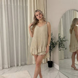 LUXE DIVA Womens Cami Pleated Frill Hem Top Matching Frill - LUXE DIVALUXE DIVA Womens Cami Pleated Frill Hem Top Matching FrillGirls Vest Fancy DressLUXE DIVALUXE DIVACrincleCamiVestBeigeSMLUXE DIVA Womens Cami Pleated Frill Hem Top Matching Frill8-10Beige
