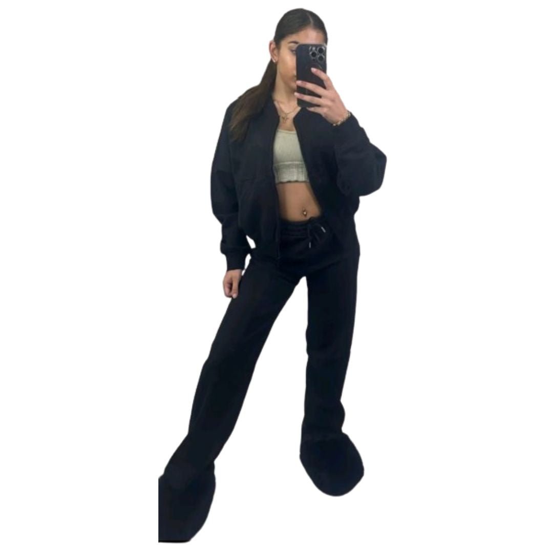 LUXE DIVA Womens Drop Shoulder Front Zip Plush Jacket Long Line Wide Leg Bottom Co - ord Set One Size Fits 8 - 14 - LUXE DIVALUXE DIVA Womens Drop Shoulder Front Zip Plush Jacket Long Line Wide Leg Bottom Co - ord Set One Size Fits 8 - 14CO - ORD SETLUXE DIVALUXE DIVA2PCFleeceBomberSetGraySMLUXE DIVA Womens Drop Shoulder Front Zip Plush Jacket Long Line Wide Leg Bottom Co - ord Set One Size Fits 8 - 14SMGray