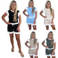 LUXE DIVA Womens Frill Contrast Panel Co ord Set Ribbed Tops and Drawstring Shorts Summer Tracksuit - LUXE DIVALUXE DIVA Womens Frill Contrast Panel Co ord Set Ribbed Tops and Drawstring Shorts Summer TracksuitCO - ORD SETLUXE DIVALUXE DIVACntrstFrilSlvShrtSetBlkSMLUXE DIVA Womens Frill Contrast Panel Co ord Set Ribbed Tops and Drawstring Shorts Summer TracksuitSMBlack