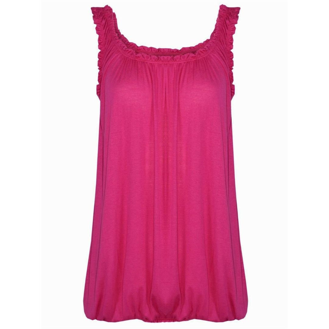 LUXE DIVA Women’s Gathered Round Scoop Neckline Swing Trim Sleeveless Plain Tank Top Wide Straps Ladies Elastic Bubble Hem Summer Camisole Baggy Vest Blouse Top - LUXE DIVALUXE DIVA Women’s Gathered Round Scoop Neckline Swing Trim Sleeveless Plain Tank Top Wide Straps Ladies Elastic Bubble Hem Summer Camisole Baggy Vest Blouse TopTank TopLUXE DIVALUXE DIVASLBubbleVestCeries8-14LUXE DIVA Women’s Gathered Round Scoop Neckline Swing Trim Sleeveless Plain Tank Top Wide Straps Ladies Elastic Bubble H