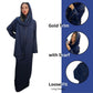 LUXE DIVA women’s gold trim abaya with matching scarf Islamic maxi dress