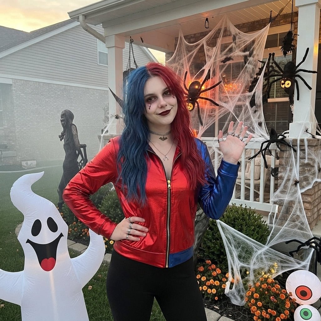 LUXE DIVA Women's Halloween Costume Shiny Wet Look Jacket Leggings Metallic Shorts Red Blue - LUXE DIVALUXE DIVA Women's Halloween Costume Shiny Wet Look Jacket Leggings Metallic Shorts Red BlueLUXE DIVALUXE DIVARed&BlueJacketSMLUXE DIVA Women's Halloween Costume Shiny Wet Look Jacket Leggings Metallic Shorts Red Blue8-10Red and Blue Jacket
