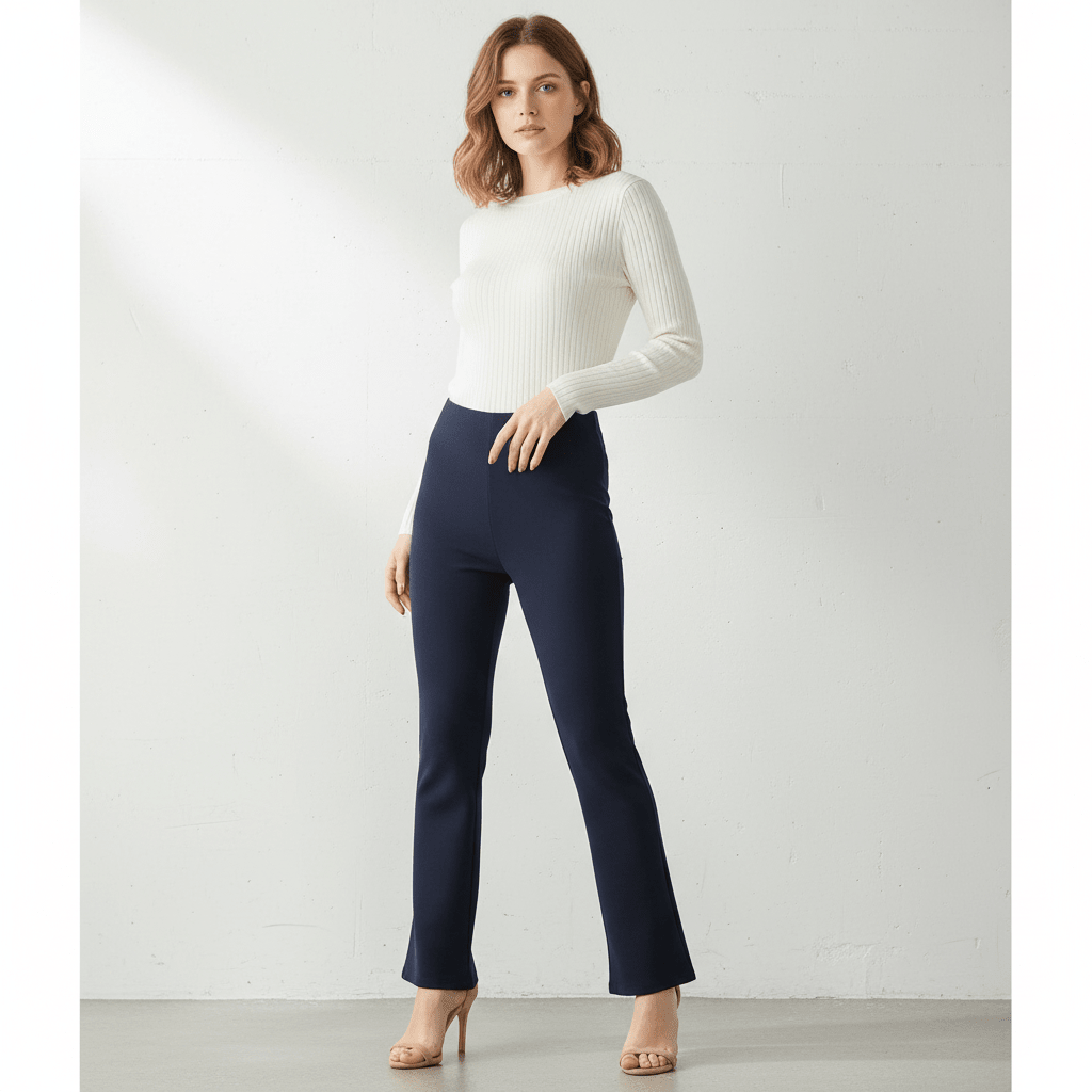 LUXE DIVA Women’s High Waist Bootcut Trousers Soft Stretch Ribbed Pull - On Pants Elastic Waist Comfortable Work & Everyday Wear UK 8 - 24 - LUXE DIVALUXE DIVA Women’s High Waist Bootcut Trousers Soft Stretch Ribbed Pull - On Pants Elastic Waist Comfortable Work & Everyday Wear UK 8 - 24LUXE DIVALUXE DIVABelBotTrouNavy8LUXE DIVA Women’s High Waist Bootcut Trousers Soft Stretch Ribbed Pull - On Pants Elastic Waist Comfortable Work & Everyday Wear UK 8 - 248Navy