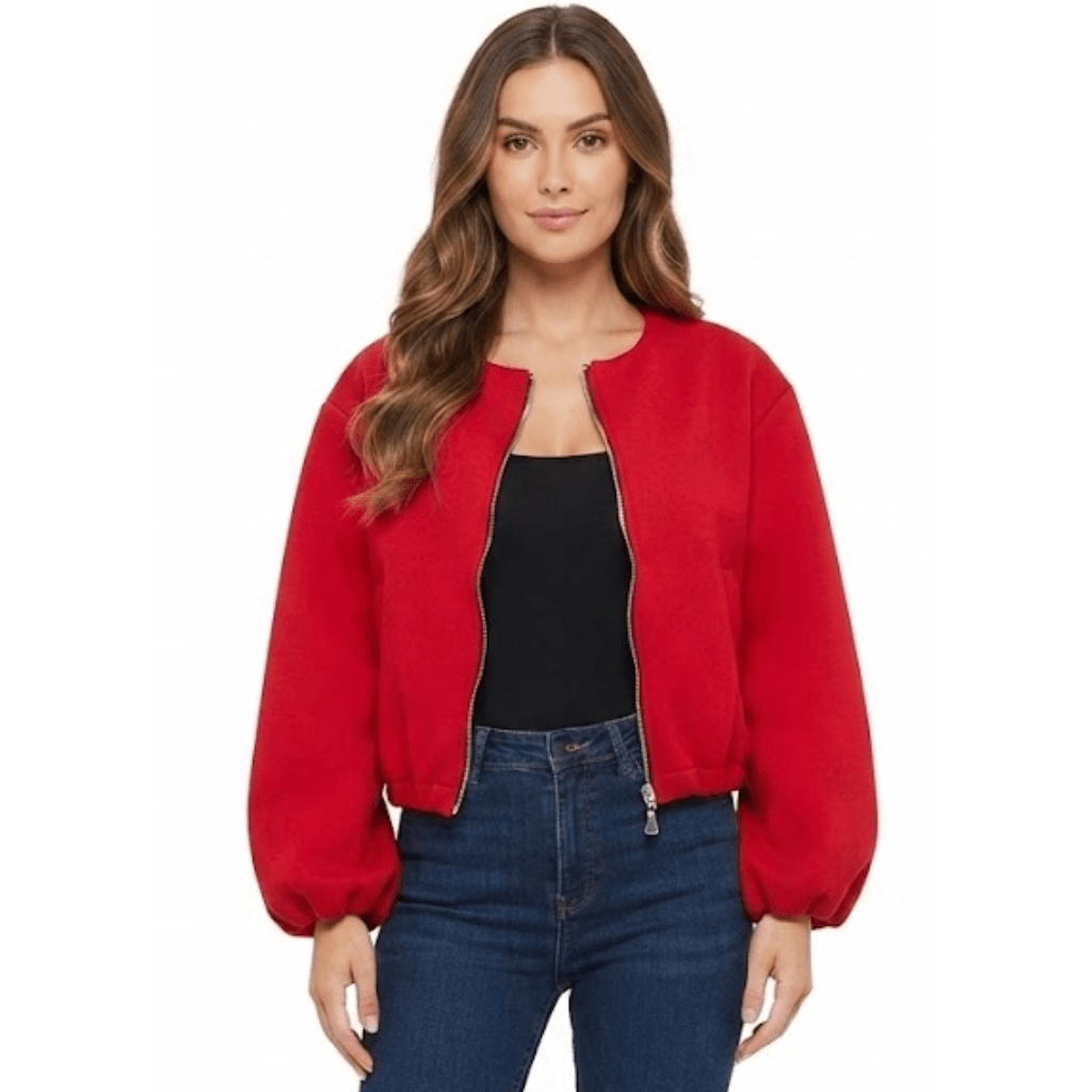LUXE DIVA Women’s Italian Style Balloon Sleeve Bomber Jacket with Pockets | One Size UK S-XL - LUXE DIVALUXE DIVA Women’s Italian Style Balloon Sleeve Bomber Jacket with Pockets | One Size UK S-XLJacketLUXE DIVALUXE DIVALDLSBomberJktRed1SLUXE DIVA Women’s Italian Style Balloon Sleeve Bomber Jacket with Pockets | One Size UK S-XLOne sizeRed