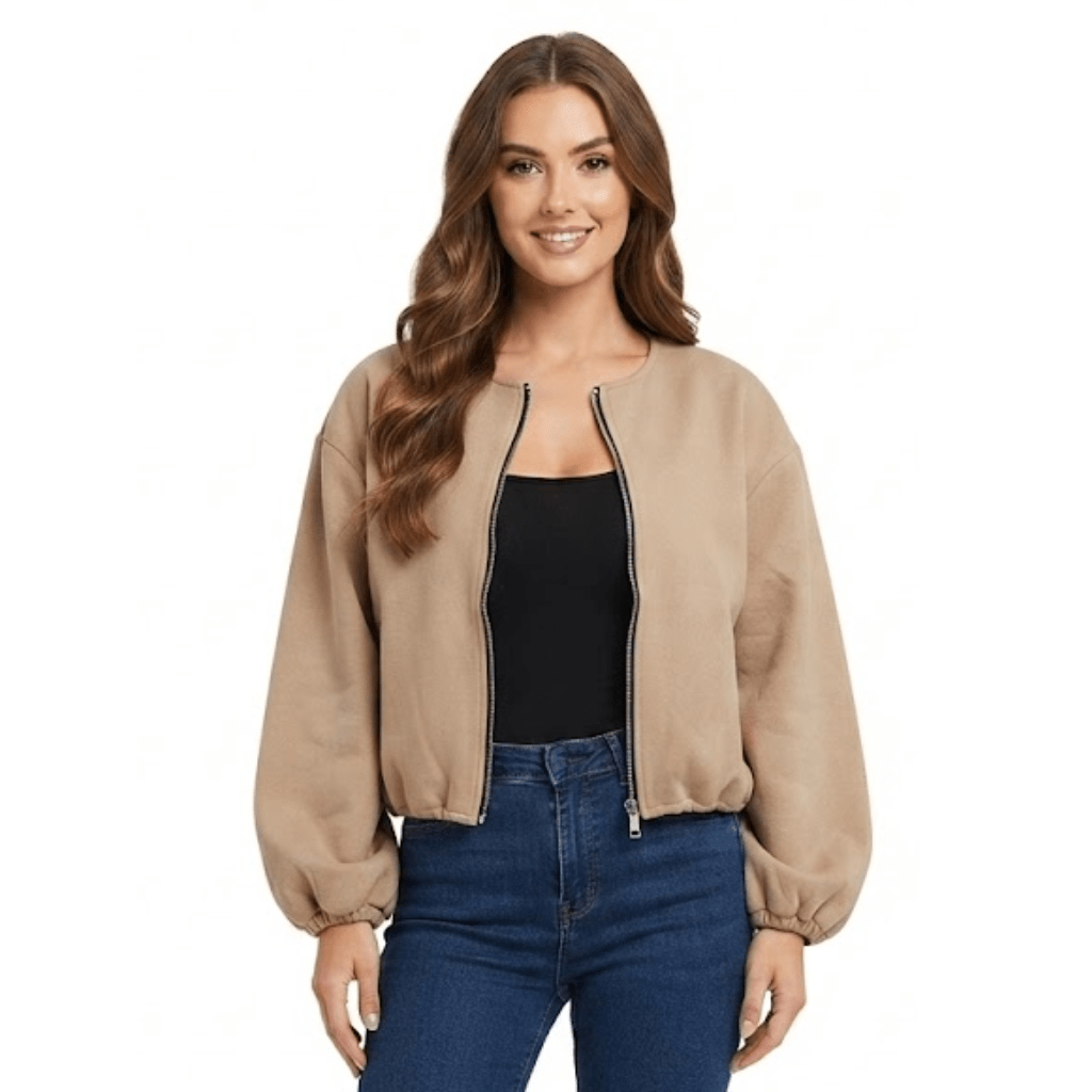 LUXE DIVA Women’s Italian Style Balloon Sleeve Bomber Jacket with Pockets | One Size UK S-XL - LUXE DIVALUXE DIVA Women’s Italian Style Balloon Sleeve Bomber Jacket with Pockets | One Size UK S-XLJacketLUXE DIVALUXE DIVALDLSBomberJktMocha1SLUXE DIVA Women’s Italian Style Balloon Sleeve Bomber Jacket with Pockets | One Size UK S-XLOne sizemocha