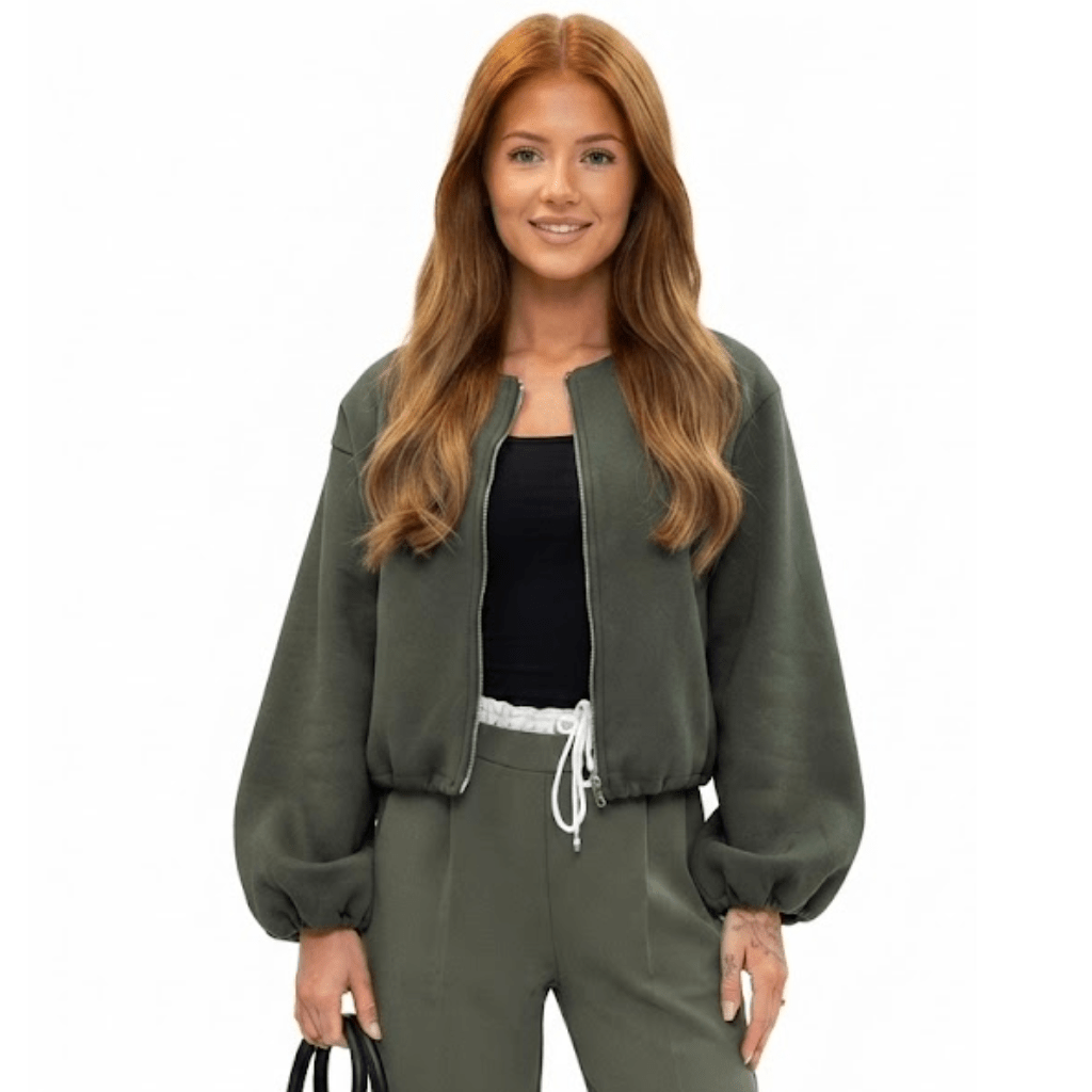 LUXE DIVA Women’s Italian Style Balloon Sleeve Bomber Jacket with Pockets | One Size UK S-XL - LUXE DIVALUXE DIVA Women’s Italian Style Balloon Sleeve Bomber Jacket with Pockets | One Size UK S-XLJacketLUXE DIVALUXE DIVALDLSBomberJktKhaki1SLUXE DIVA Women’s Italian Style Balloon Sleeve Bomber Jacket with Pockets | One Size UK S-XLOne sizeKhaki