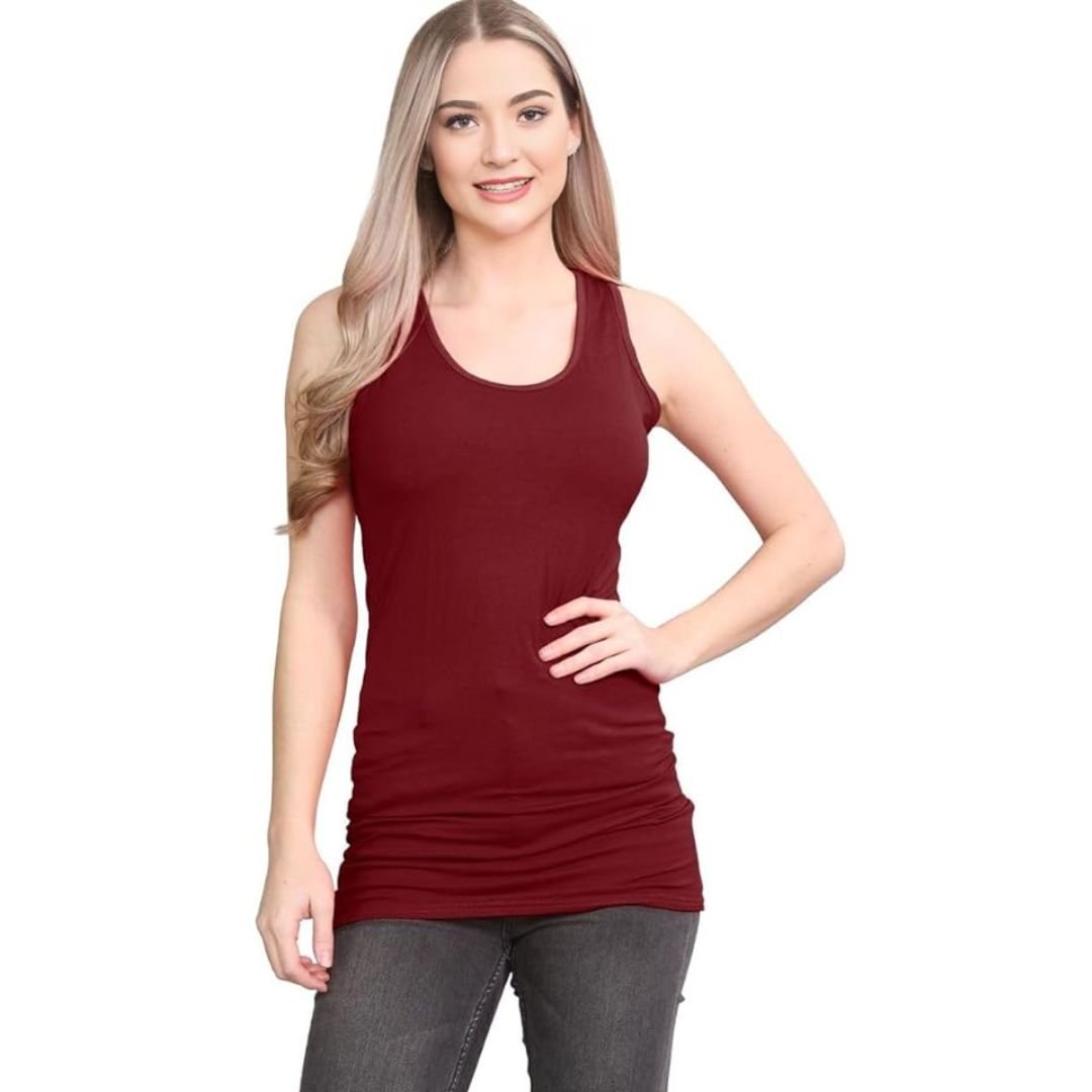 LUXE DIVA Women's Long Racerback Bodycon Vest Top Fitted Sleeveless Muscle Tank for Gym, Yoga, Fitness & Casual Wear Sizes 8 - 26 - LUXE DIVALUXE DIVA Women's Long Racerback Bodycon Vest Top Fitted Sleeveless Muscle Tank for Gym, Yoga, Fitness & Casual Wear Sizes 8 - 26Racerback Bodycon VestLUXE DIVALUXE DIVAWmenRacerBackTpWineSMLUXE DIVA Women's Long Racerback Bodycon Vest Top Fitted Sleeveless Muscle Tank for Gym, Yoga, Fitness & Casual Wear Sizes 8 - 268 - 10wine