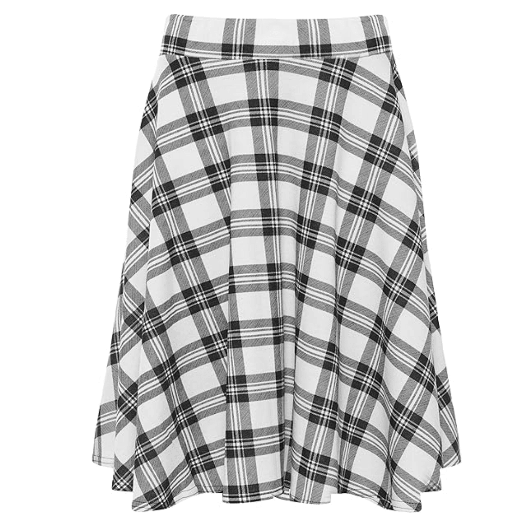 LUXE DIVA Women's Plus Size Flared Skater Skirt – Plain, Stretchy, Elastic Waist Casual Short Skirt for Ladies – UK Sizes 14 to 28 Summer Wear - LUXE DIVALUXE DIVA Women's Plus Size Flared Skater Skirt – Plain, Stretchy, Elastic Waist Casual Short Skirt for Ladies – UK Sizes 14 to 28 Summer WearSkirtLUXE DIVALUXE DIVAKneeSktrSkrtTarWhite14LUXE DIVA Women's Plus Size Flared Skater Skirt – Plain, Stretchy, Elastic Waist Casual Short Skirt for Ladies – UK Sizes 14 to 28 Summer Wear14White Tartan