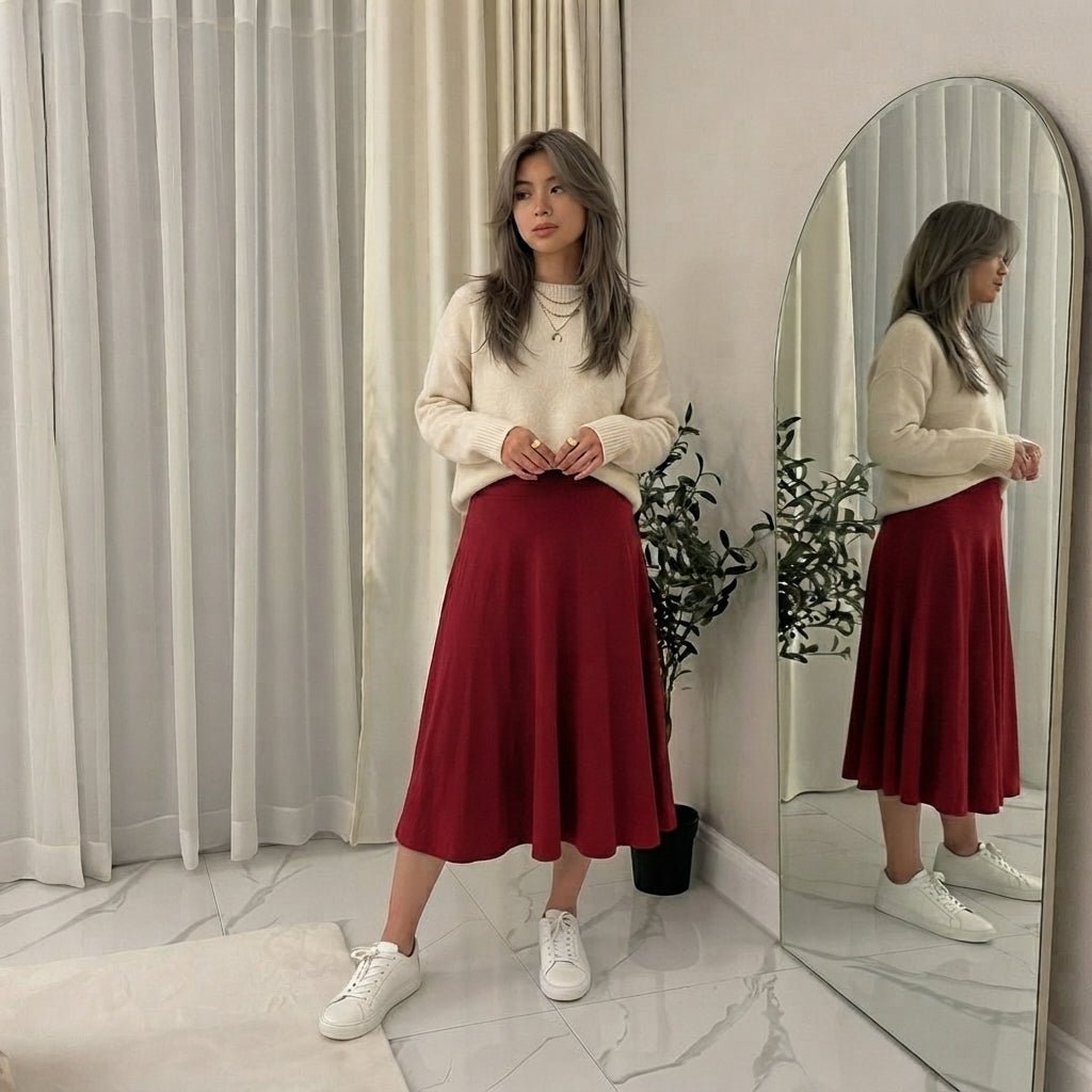 LUXE DIVA Women’s Plus Size Flared Skirt - LUXE DIVALUXE DIVA Women’s Plus Size Flared SkirtSkirtLUXE DIVALUXE DIVAKneeSktrSkrtWine14LUXE DIVA Women’s Plus Size Flared Skirt14wine