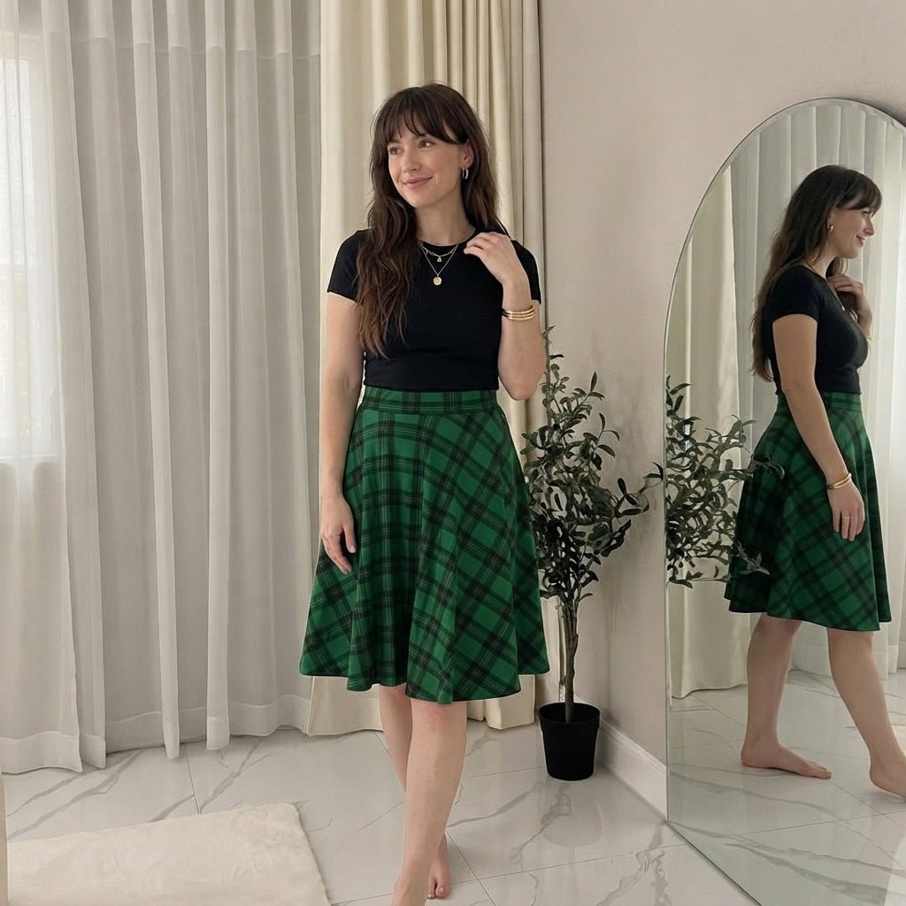 LUXE DIVA Women’s Plus Size Flared Skirt - LUXE DIVALUXE DIVA Women’s Plus Size Flared SkirtSkirtLUXE DIVALUXE DIVAKneeSktrSkrtTarTarGreen14LUXE DIVA Women’s Plus Size Flared Skirt14Tartan Green