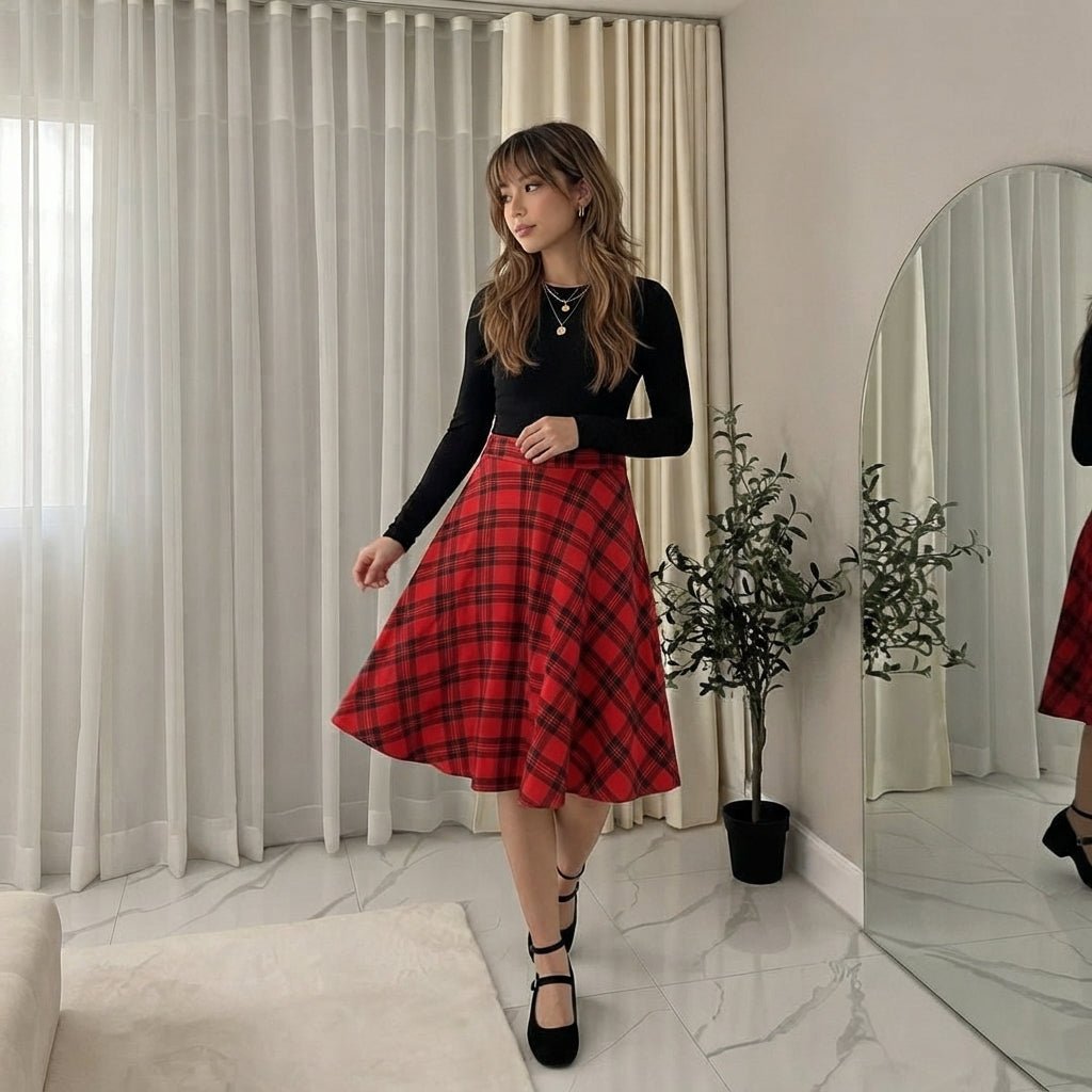 LUXE DIVA Women’s Plus Size Flared Skirt - LUXE DIVALUXE DIVA Women’s Plus Size Flared SkirtSkirtLUXE DIVALUXE DIVAKneeSktrSkrtTarRed14LUXE DIVA Women’s Plus Size Flared Skirt14Tartan Red