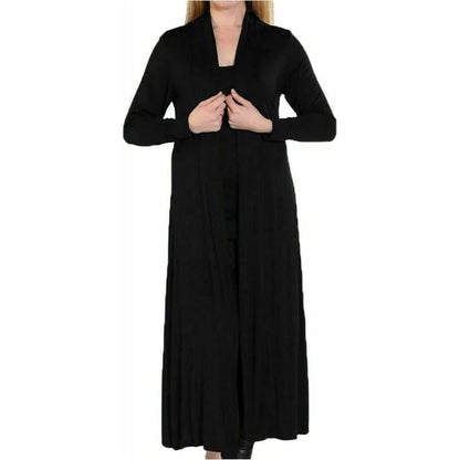 LUXE DIVA Women’s Plus Size Maxi Long Cardigan UK | Floaty Full Sleeve Open Front Coatigan | Lightweight Collared Duster Jacket | Ladies Longline Cover Up Sizes 8 - 26 - LUXE DIVALUXE DIVA Women’s Plus Size Maxi Long Cardigan UK | Floaty Full Sleeve Open Front Coatigan | Lightweight Collared Duster Jacket | Ladies Longline Cover Up Sizes 8 - 26Long MaxiLUXE DIVALUXE DIVALSMaxiCardiBlkSMLUXE DIVA Women’s Plus Size Maxi Long Cardigan UK | Floaty Full Sleeve Open Front Coatigan | Lightweight Collar