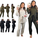 Load image into Gallery viewer, LUXE DIVA Womens Ladies Chunky Knitted High Roll Bottoms Set Loungewear Suit Tracksuit
