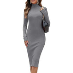 Load image into Gallery viewer, LUXE DIVA LADIES TURTLE HIGH FUNNEL NECK LONG MAXI LENGTH KNITTED DRESS
