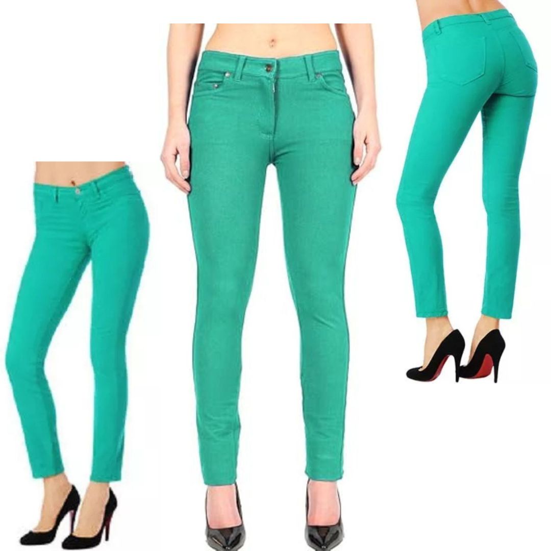 LUXE DIVA Ladies Women & Girls Stretch Denim Look Skinny Jeggings Leggings with Zip and Pockets UK Size 10-22