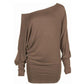 LUXE DIVA One Off-Shoulder Tops with Long Sleeves, Off Shoulder Batwing Jumper, Ladies Batwing Top in Black, Red, White Plus 21 Colors More UK