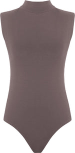 Load image into Gallery viewer, Womens Polo Turtle Neck Bodysuit Ladies Sleeveless Leotard Plain Stretchy Plunge Casual Party T-Shirt Top Sizes 8-14
