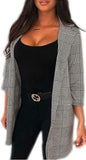 LUXE DIVA Womens Ladies Checkered Check Hound Tooth Tartan Duster Coat Jacket Balzer Top