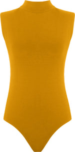 Load image into Gallery viewer, Womens Polo Turtle Neck Bodysuit Ladies Sleeveless Leotard Plain Stretchy Plunge Casual Party T-Shirt Top Sizes 8-14

