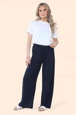 Load image into Gallery viewer, LUXEDIVA Womens Ladies Wide Leg Drawstring Palazzo Bottom Trouser Pant
