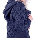 Load image into Gallery viewer, LUXE DIVA LADIES CABLE ALL-OVER HOODED ITALIAN KNITTED OPEN FRONT STYLE CARDIGAN
