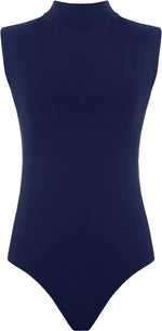 Load image into Gallery viewer, Womens Polo Turtle Neck Bodysuit Ladies Sleeveless Leotard Plain Stretchy Plunge Casual Party T-Shirt Top Sizes 16-22
